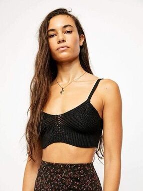 Free People Charcoal Knit V-Neck Sweater